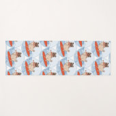 サーフボードのスカーフバンドで波乗りハッピーパグ犬 ヨガマット (正面(横))