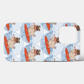 サーフボードのスカーフバンドで波乗りハッピーパグ犬 Case-Mate iPhoneケース (裏面 (横))