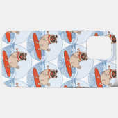 サーフボードのスカーフバンドで波乗りハッピーパグ犬 Case-Mate iPhoneケース (裏面 (横))