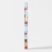 サーフボードのスカーフバンドで波乗りハッピーパグ犬 iPhoneケース (左側面)