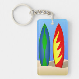 サーフボードのビーチのレトロのサーファー キーホルダー