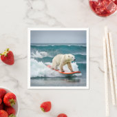 サーフボードのホッキョクグマ スタンダードカクテルナプキン (インサイチュ)