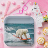 サーフボードのホッキョクグマ ペーパープレート (パーティー)