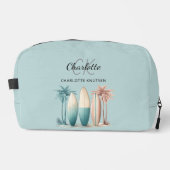 サーフボードのヤシの木レトロなティール(緑がかった色)アクア ドップキット (正面)