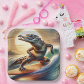 サーフボードのワニ ペーパープレート (パーティー)