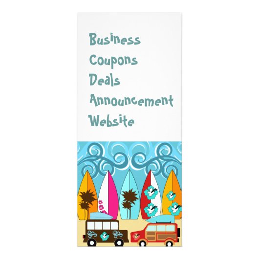 サーフボードはつまらないサーフィンのヒッピーのバンを浜に引き上げます ラックカード (正面)