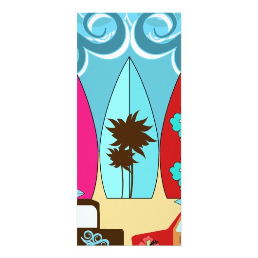 サーフボードはつまらないサーフィンのヒッピーのバンを浜に引き上げます ラックカード (裏面)