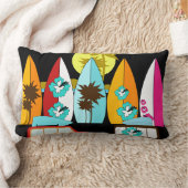 サーフボードはつまらないサーフィンのヒッピーのバンを浜に引き上げます ランバークッション (ブランケット)