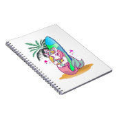 サーフボードを持ったユニコーンがビーチに ノートブック (右側)