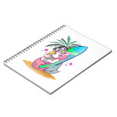 サーフボードを持ったユニコーンがビーチに ノートブック (左側)