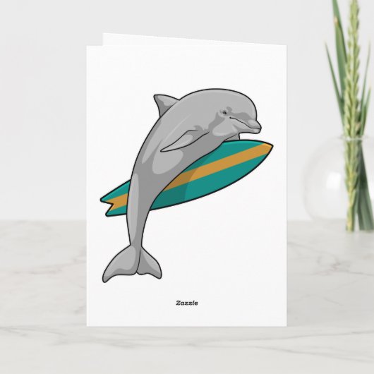 サーフボードを持つサーファーとしてのイルカ カード (裏面)