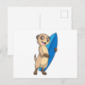 サーフボードを持つサーファーとしてのミーアキャット ポストカード (正面/裏面)