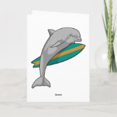 サーフボードを持つサーファーのようなイルカ カード (裏面)