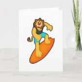 サーフボードを持つサーファーのライオン カード (正面)