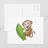 サーフボードを持つサーファーの猿 ポストカード (正面/裏面)