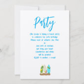 サーフボードアダルトビーチ誕生日パーティー 招待状 (正面)