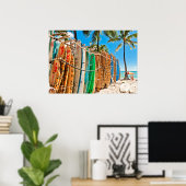 サーフボードアットワイキキビーチ,ハワイ ポスター (ホームオフィス)