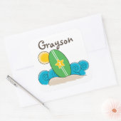 サーフボードウェーブスファースト誕生日パーティーの好意 スクエアシール (封筒)