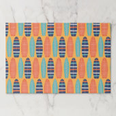 サーフボードオレンジとブルーの誕生日パーティーランチョンマット ペーパーパッド (正面)