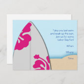 サーフボードオンザビーチパーティの招待状 招待状 (正面/裏面)