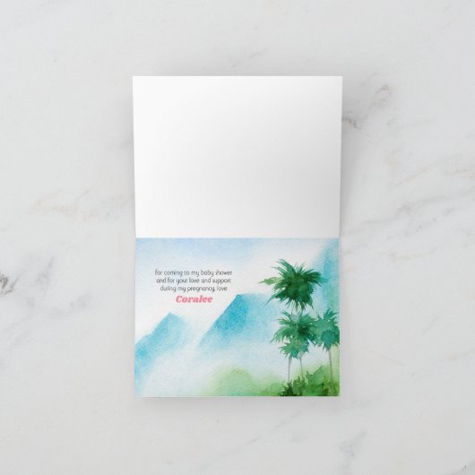 サーフボードオンビーチウォーターカラーサマールアウ（ハワイ式宴会） サンキューカード (内部)