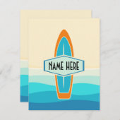 サーフボードオンビーチフラットホリデーカード シーズンカード (正面/裏面)