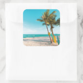 サーフボードオンビーチ装飾用クッション スクエアシール (バッグ)