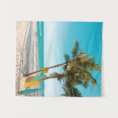 サーフボードオンビーチ装飾用クッション タペストリー (正面(横))