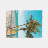 サーフボードオンビーチ装飾用クッション フリースブランケット (正面(横))