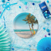 サーフボードオンビーチ装飾用クッション ペーパープレート (パーティー)