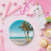 サーフボードオンビーチ装飾用クッション ペーパープレート (パーティー)