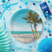 サーフボードオンビーチ装飾用クッション ペーパープレート (パーティー)