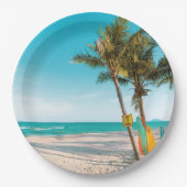 サーフボードオンビーチ装飾用クッション ペーパープレート (正面)