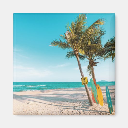 サーフボードオンビーチ装飾用クッション マグネット (正面)