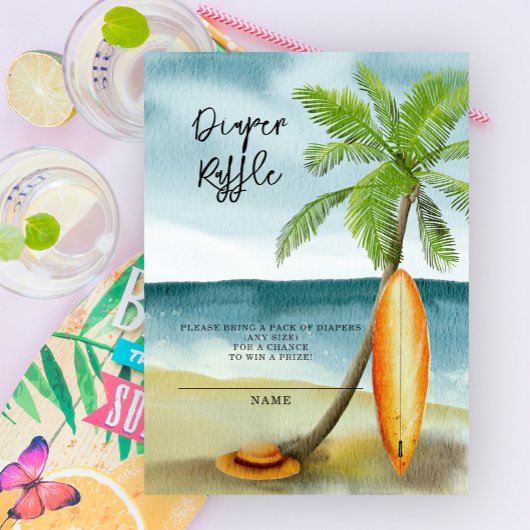 サーフボードオンビーチ – おむつラッフル エンクロージャーカード