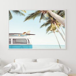 サーフボードオンレトロヴァンポスター ポスター