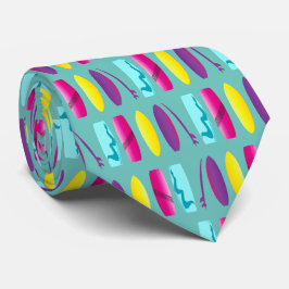 サーフボードカイトボードおもしろいティール（緑がかった色） パターン（の模様が）ある ネクタイ
