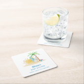 サーフボードサンシャインビーチパームツリーベビーシャワー スクエアペーパーコースター (インサイチュ)