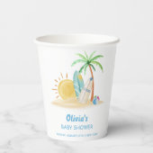 サーフボードサンシャインビーチパームツリーベビーシャワー 紙コップ (裏面)