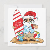 サーフボードサンタのグリーティングカード シーズンカード (正面)