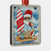 サーフボードサンタクリスマスオーナメント メタルオーナメント (右)
