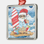 サーフボードサンタクリスマスオーナメント メタルオーナメント (左)