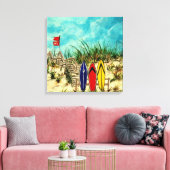 サーフボードサーフアートビーチ油絵 キャンバスプリント (インサイチュ (リビング))