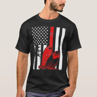 サーフボードサーフシンレッドラインアメリカンフラッグサーフィン Tシャツ
