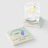 サーフボードネームテキストのコーヒーサーファー ストーンコースター (横)