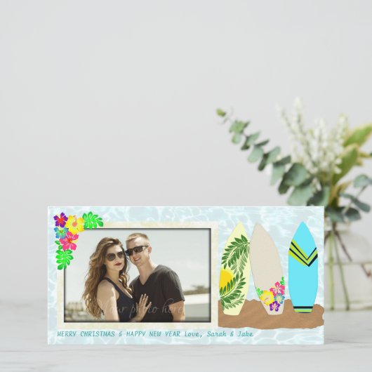 サーフボードハワイアンクリスマス シーズンカード (スタンド正面)