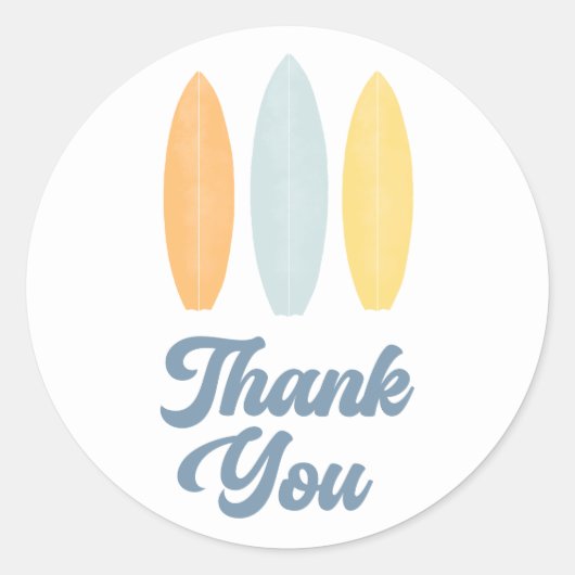 サーフボードバースデーパーティーサンキュー ラウンドシール (正面)