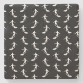 サーフボードパターンとのサーファーのシルエットのサーフィン ストーンコースター (正面)