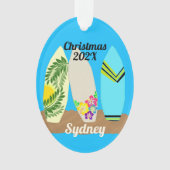 サーフボードパーソナライズされた写真テンプレートクリスマス オーナメント (正面)