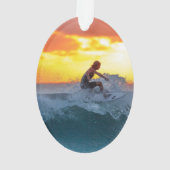 サーフボードパーソナライズされた写真テンプレートクリスマス オーナメント (裏面)